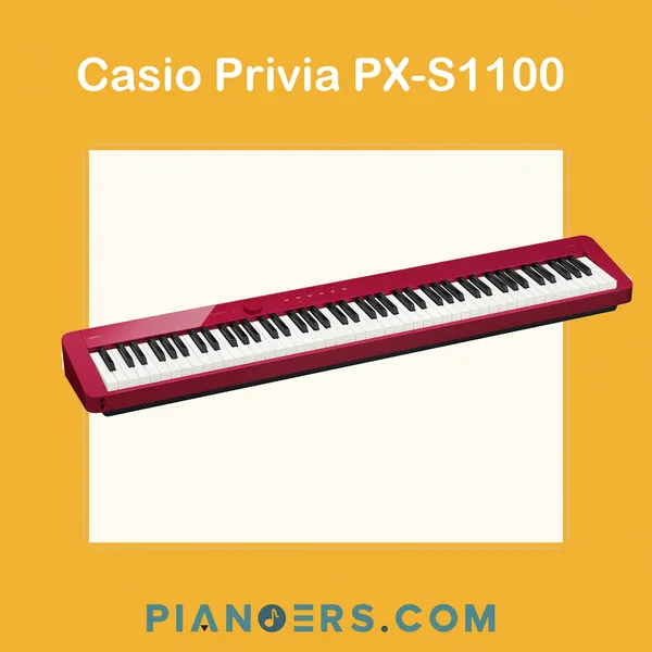 Casio Privia PX-S1100 slim 88-key digital piano in red, angled product view