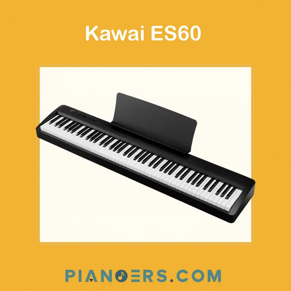Kawai ES60 88-key digital piano in black with music rest, angled product view