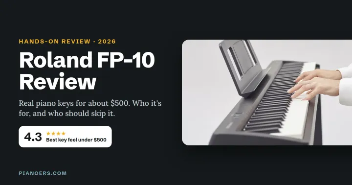 Roland FP-10 review, an 88-key Roland digital piano with a 4.3 out of 5 score